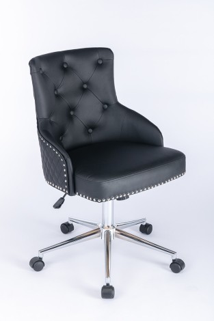 Majestic Black PU, Silver Lion Knocker Office Chairs