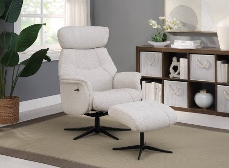 GFA - Murcia - Desert Sand - Fabric - Swivel Recliner and footstool