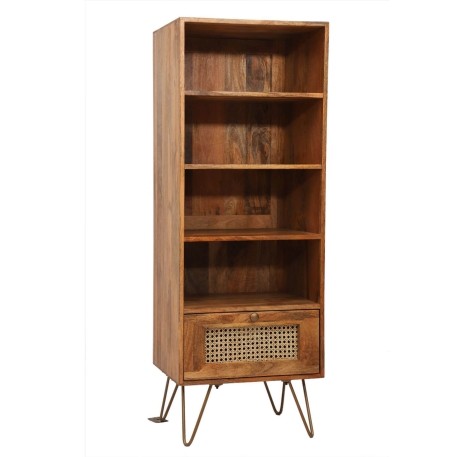 Nyack - Lattice Design - Mango Wood - Brown - Cabinet with Drawer - Hairpin Legs