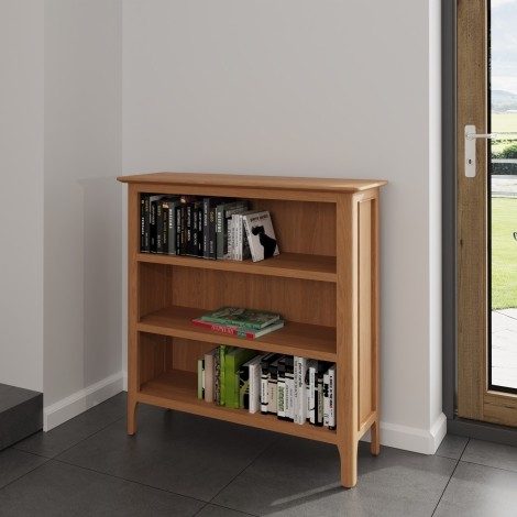 Natalie Light Oak Small Wide Bookcase