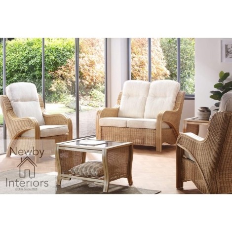 Opera 2 Seater Sofa & 2 Armchairs Light Oak Rattan
