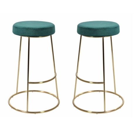 Opera - Teal Velvet Seat - Gold Metal Legs - Pair Of Bar Chairs