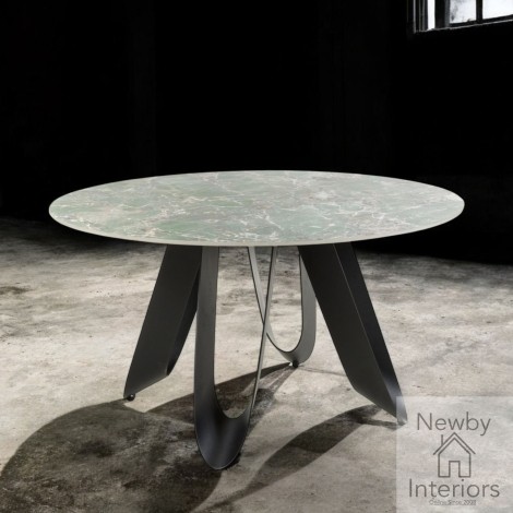 Osaka Green/Grey Round Ceramic Dining Table (135cm)