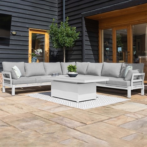 Oslo Large Corner Group with Rising Table / White