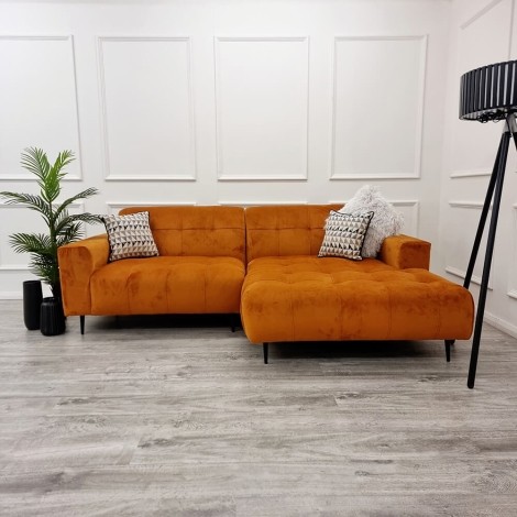 Oslo Burnt Orange Right Hand Facing 3str Chaise Sofa