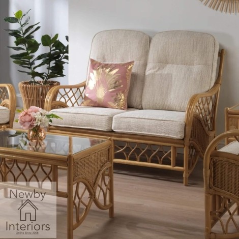 Oslo 2 Seater Sofa Light Oak Rattan