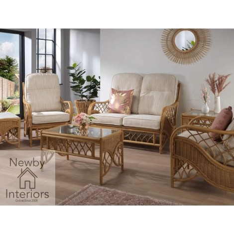 Oslo 2 Seater Sofa & 2 Armchairs Light Oak Rattan