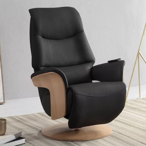 GFA -  Iowa - Black Leather Electric 360 Swivel Recliner