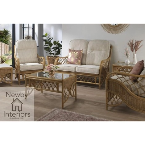 Viola 2 Seater Sofa & 2 Armchairs Light Oak Rattan