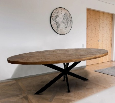 Kerela Mango Oval Dining Table Spider Leg