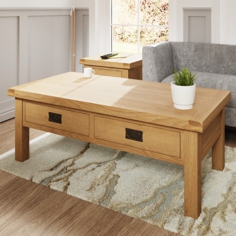 Colton Medium Oak -  2 Drawer Coffee Table