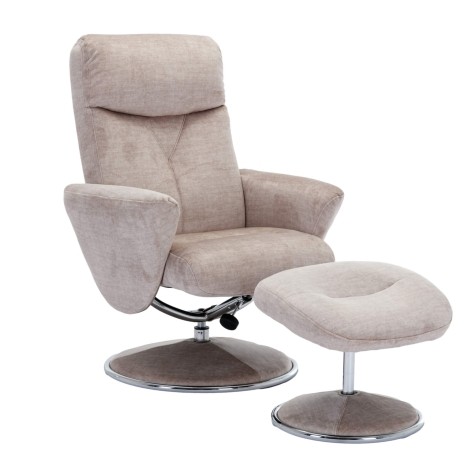 GFA - Paddington - Champagne Fabric - Swivel Recliner Chair and Stool