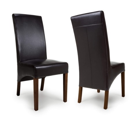 Pair Of - Kenton - Brown - Bonded Leather Chairs - Dark Legs