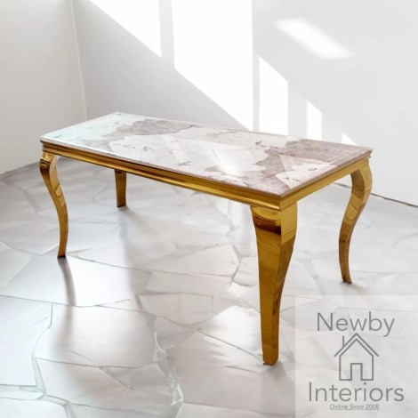 Louis Pandora Patterned Marble & Gold Dining Table (180cm)