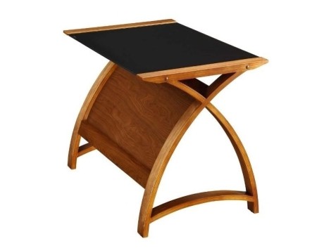 Jual - Helsinki Walnut 90cm Retro Table Desk - Black Glass - PC201LT 