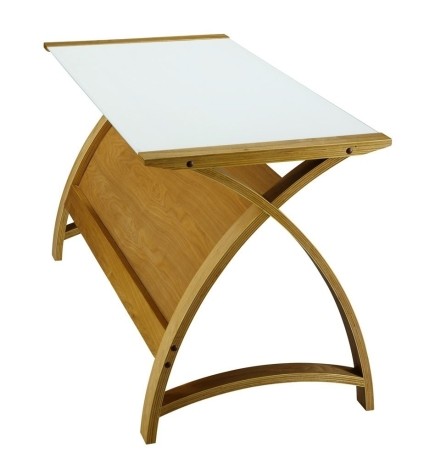 Jual - Helsinki Oak 90cm Retro Table Desk - White Glass - PC201LT 