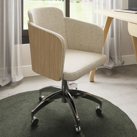 San Francisco - Oak - Fabric Upholstered - Height Adjustable - Office Chair - Chrome Base