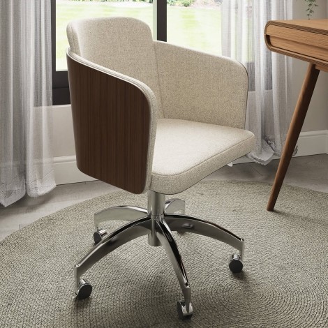 San Francisco - Walnut - Fabric Upholstered - Height Adjustable - Office Chair - Chrome Base