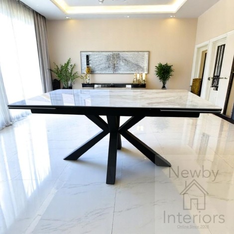 Phoenix White Ceramic Extending Dining Table (160-240cm)