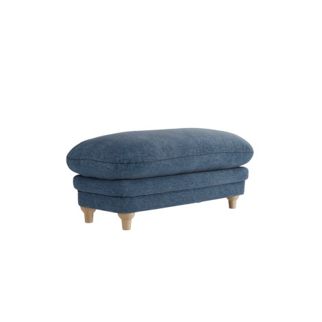 Plumpton Footstool Denim Blue Weave