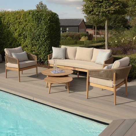 Porto 3 Seat Sofa Set With 2 Tables - Sandstone
