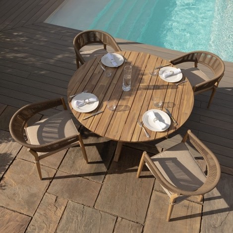 Porto 4 Seat Round Dining Set With 140cm Round Table - Sandstone