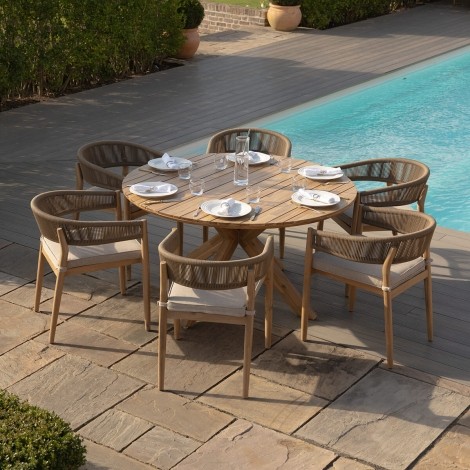 Porto 6 Seat Round Dining Set With 140cm Round Table - Sandstone