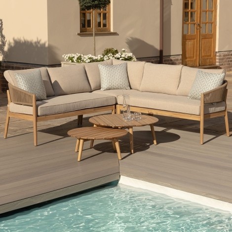 Porto Corner Sofa Set With 2 Tables - Sandstone