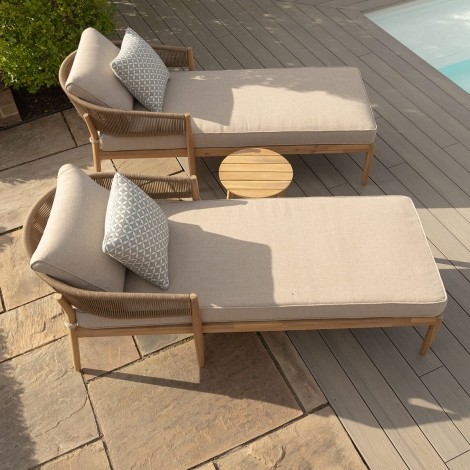 Porto Sunlounger Set With Side Table - Sandstone