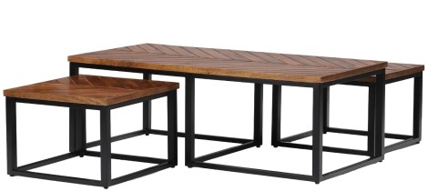 Parquet Mango Coffee Table with Stool