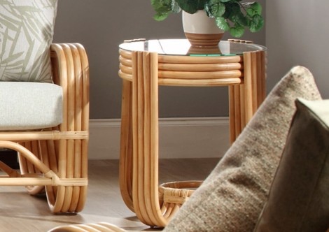 Desser - Pretzel - Natural - Cane Lamp Table