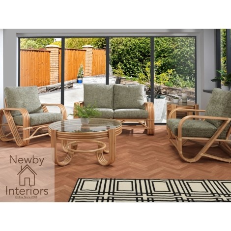 Pretzel 2 Seater Sofa & 2 Armchairs Natural Rattan