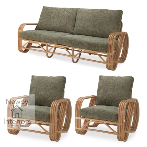 Pretzel 3 Seater Sofa & 2 Armchairs Natural Rattan