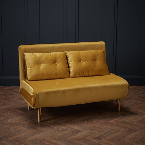 Madison - Mustard - Velvet Fabric - Sofa Bed