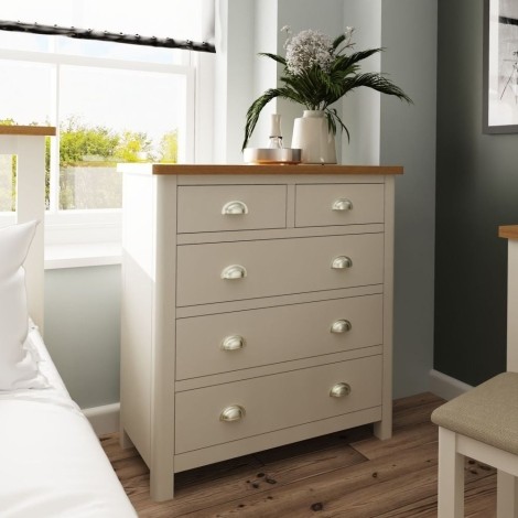 Radley Oak & Truffle Grey Painted Bedroom - 2 over 3 Chest of Drawers