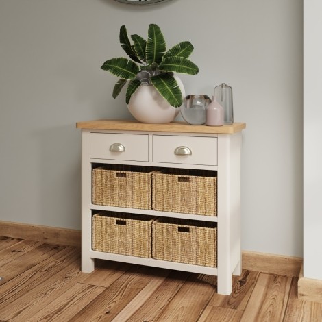 Radley Oak and Truffle Grey Painted 2 Drawer 4 Basket Unit