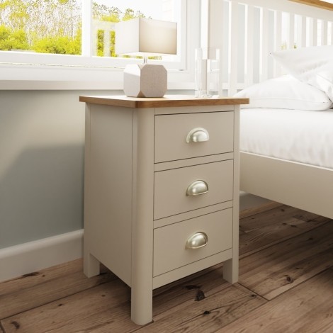 Radley Oak & Truffle Grey Painted Bedroom - 3 Drawer Bedside Cabinet