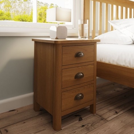 Royal Rustic Oak - 3 Drawer Bedside Cabinet