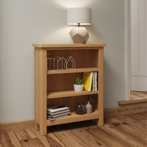 Royal Rustic Oak  Small Wide Bookcase 