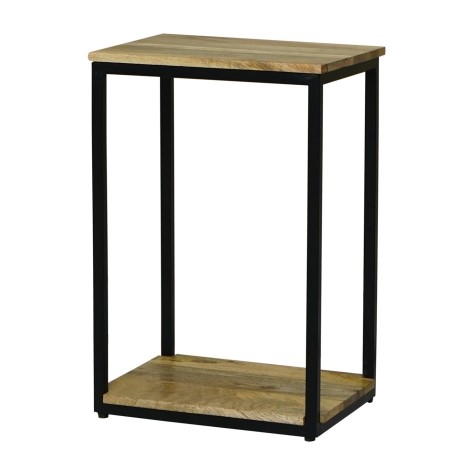 Ravi - Light Finish - Mango Wood - 4 Side - Small -  Side Table / Lamp Table / End Table  - Metal Legs