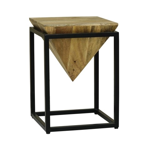 Ravi Mango Iron base solild Wood Diamond Stool - Small