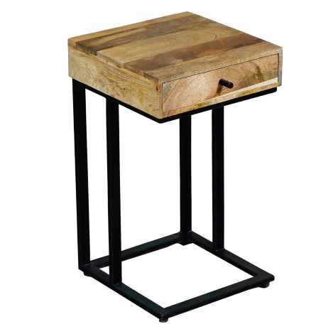 Ravi Mango Iron base 1 Drawer Side Table Small