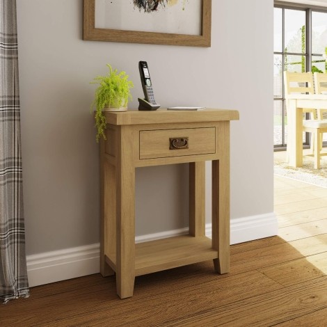 Robus - Oak - Telephone Hall Table - 1 Drawer with Lower Shelf - Traditional Style