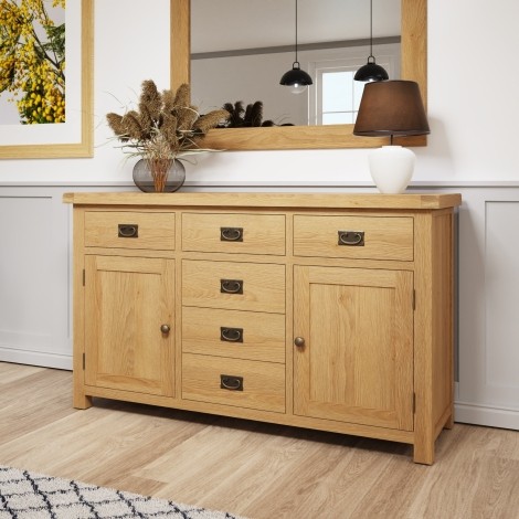 Colton Medium Oak -  2 Door 6 Drawer Sideboard