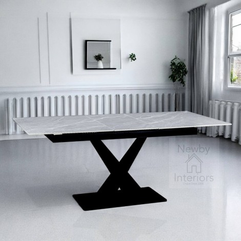 Rezzato Grey Matte Ceramic Centre Extending Dining Table (140 to 180cm)