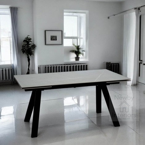 Rische Grey Sintered Stone Side Extending Dining Table (120-180cm)