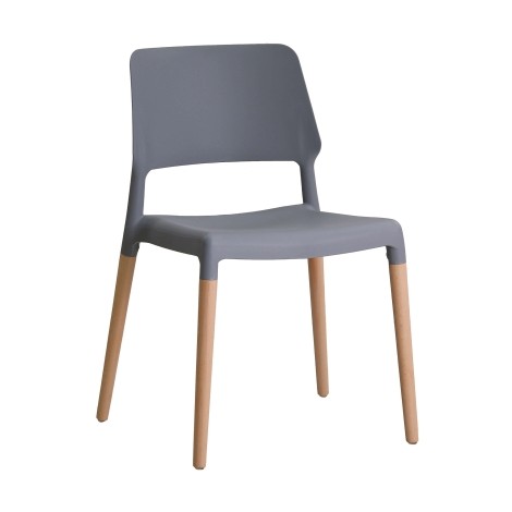 Riva - Grey Moulded Seat - Dining Chair - Beech Legs - Pair