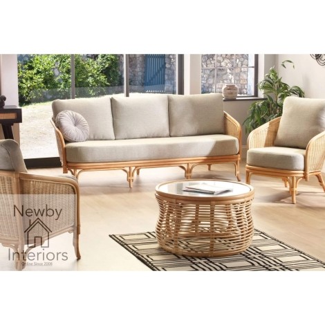 Royal 3 Seater Sofa & 2 Chairs Natural Rattan