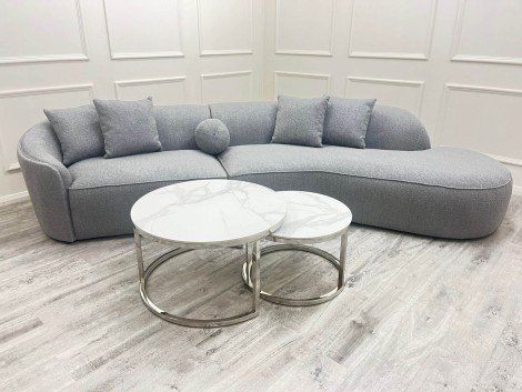 Pebble Grey Boucle Cinema Chaise Sofa