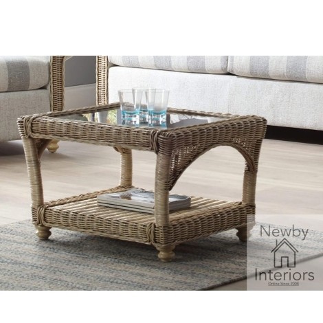 Samford Coffee Table Natural Wash Rattan & Glass